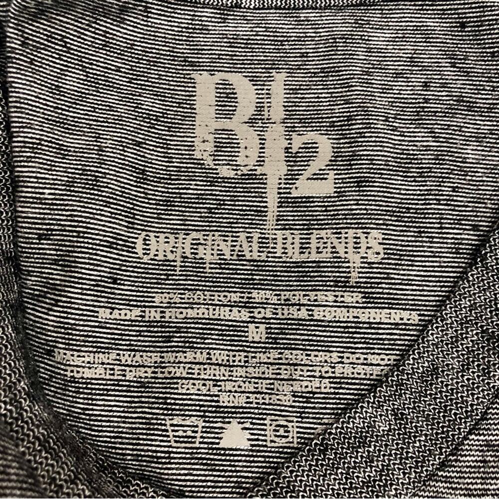 Men's B2 Original Blends Charcoal Black White Slub Knit V Neck T Shirt - Picture 10 of 16